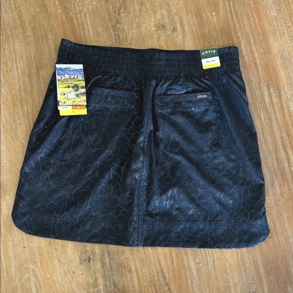 Orvis Pants - Orvis Women Travel Skort Black Floral Pattern Active‎ Hiking Golf Size S NWT